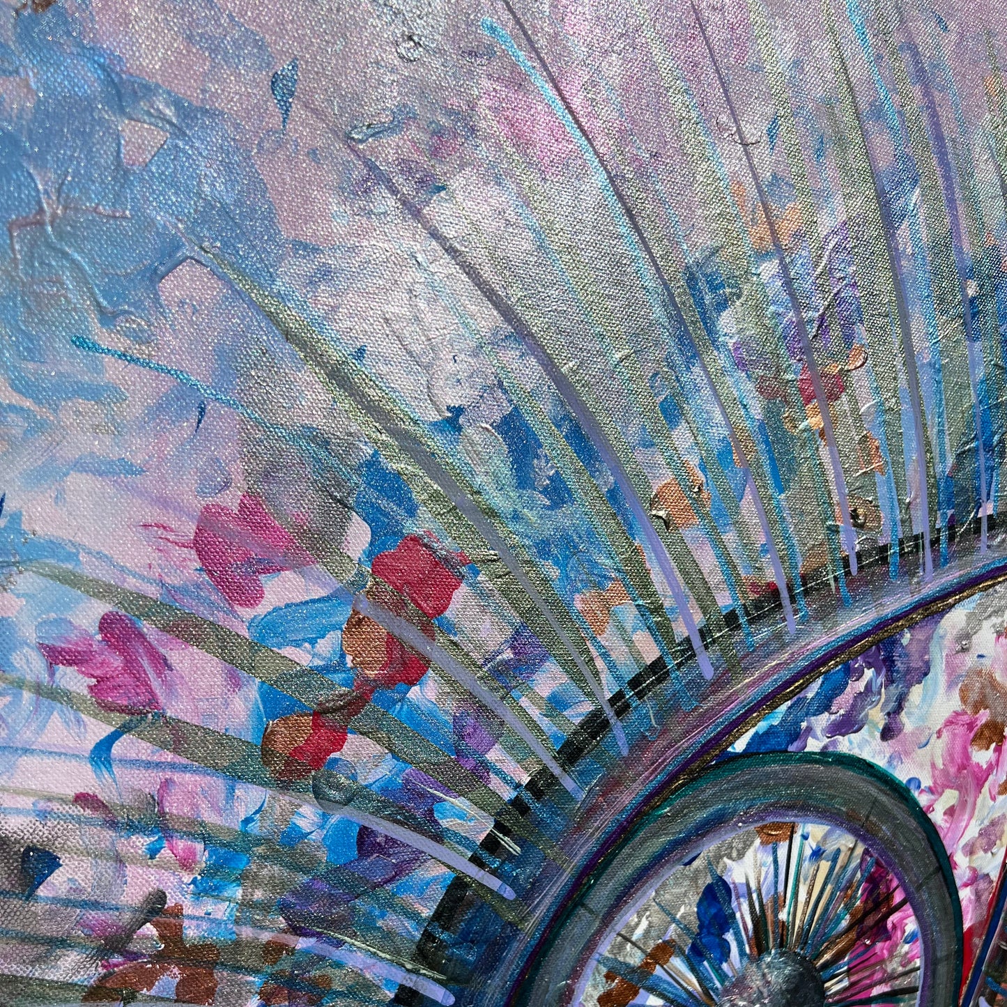 Abstract artwork of eyelashes in colorful patterns