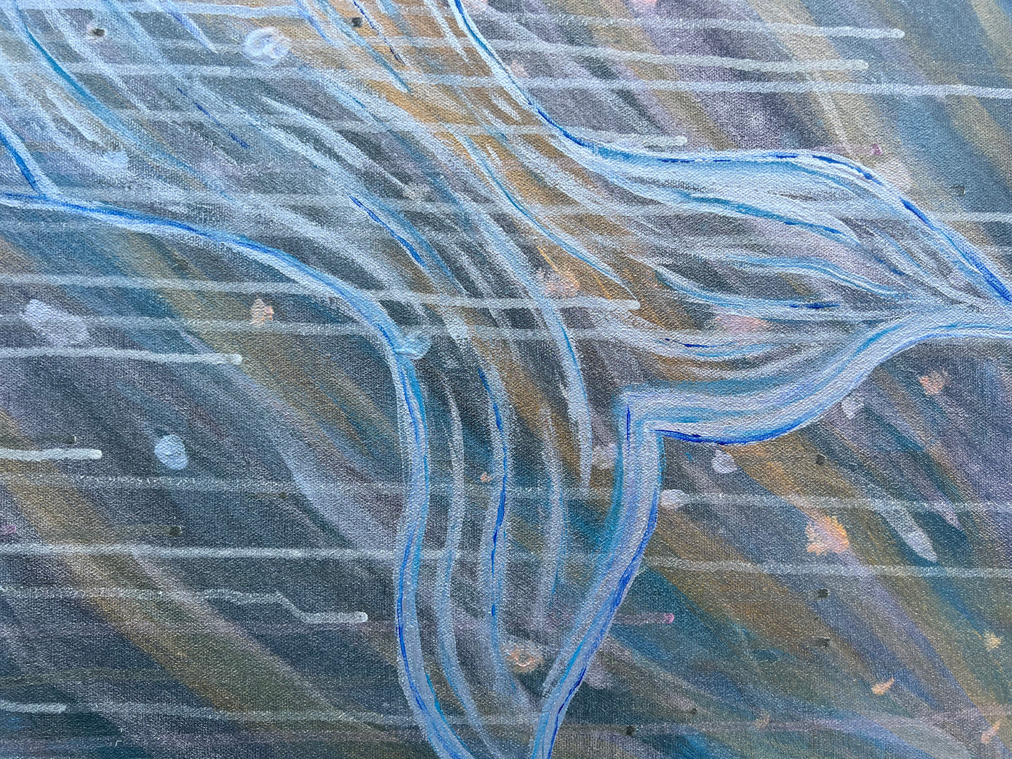 acrylic painting of a whale tail