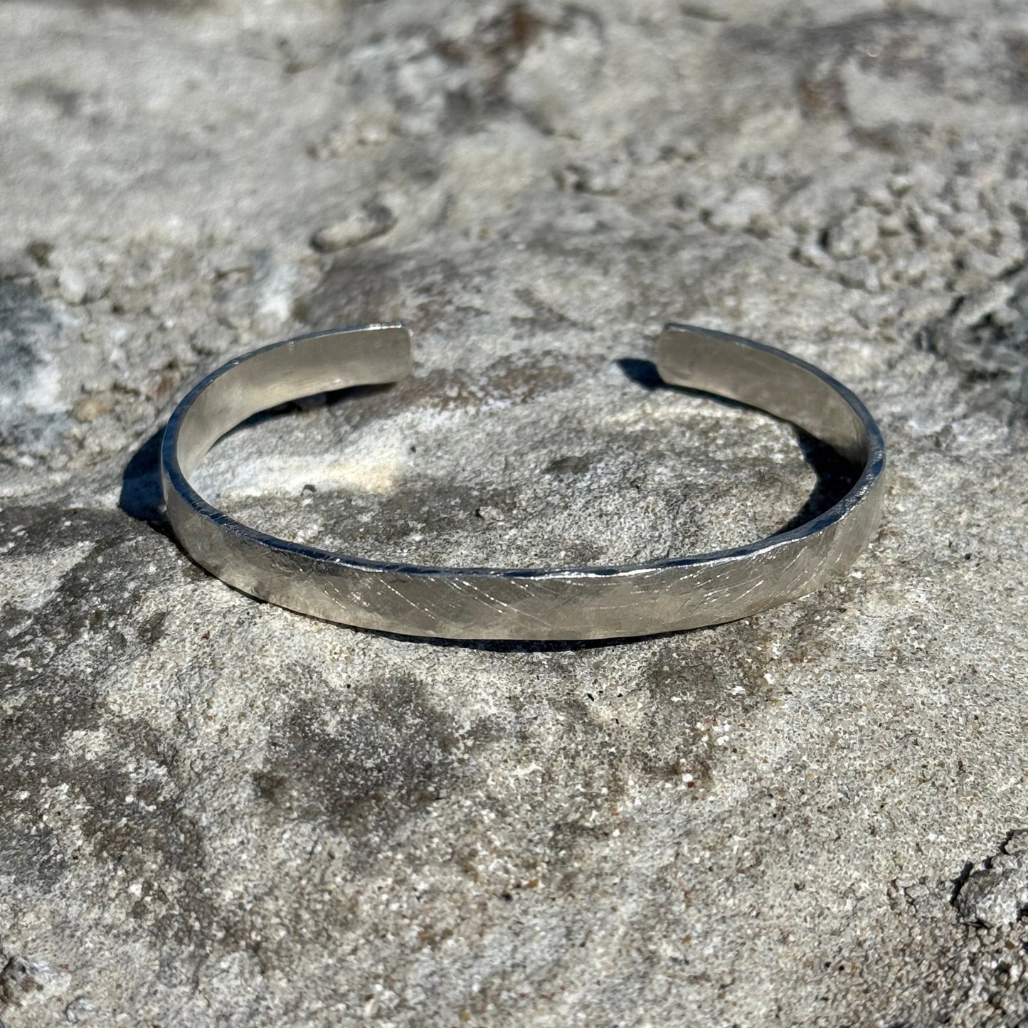 unisex hammered silver cuff