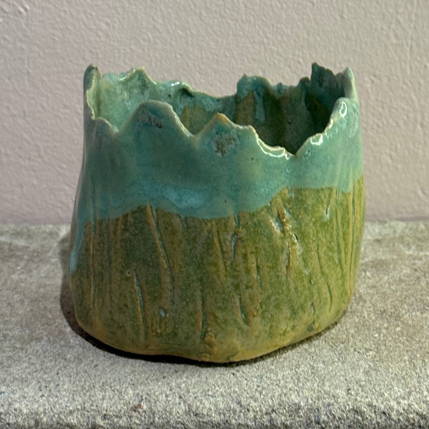 green ceramic tea light candle holder