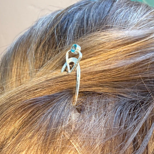 TOPAZ PARAIBA HAIR PIN