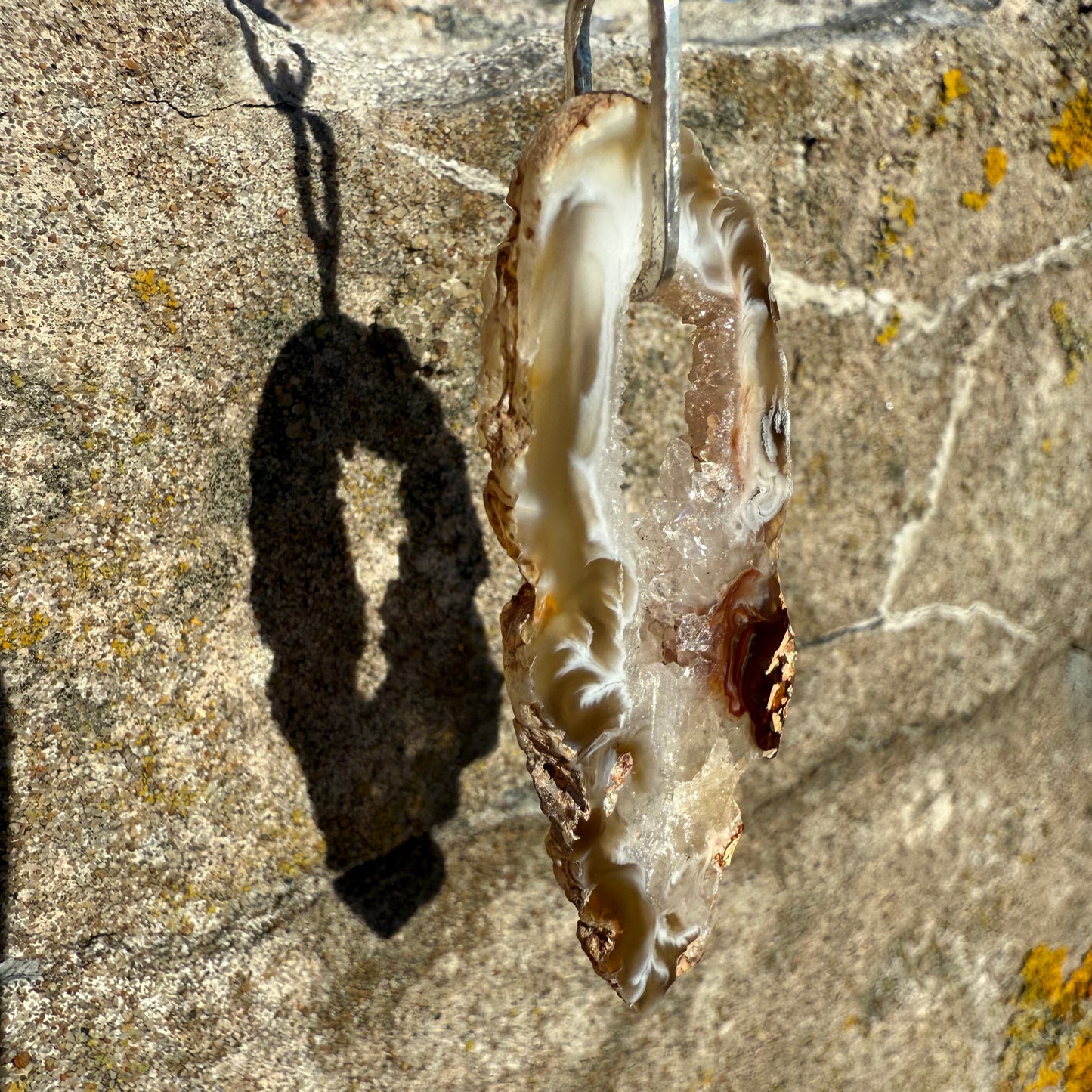 organically shaped agate silver earring
