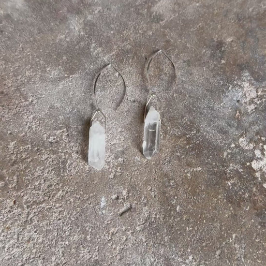 clear quartz crustal earrngs in silver 925