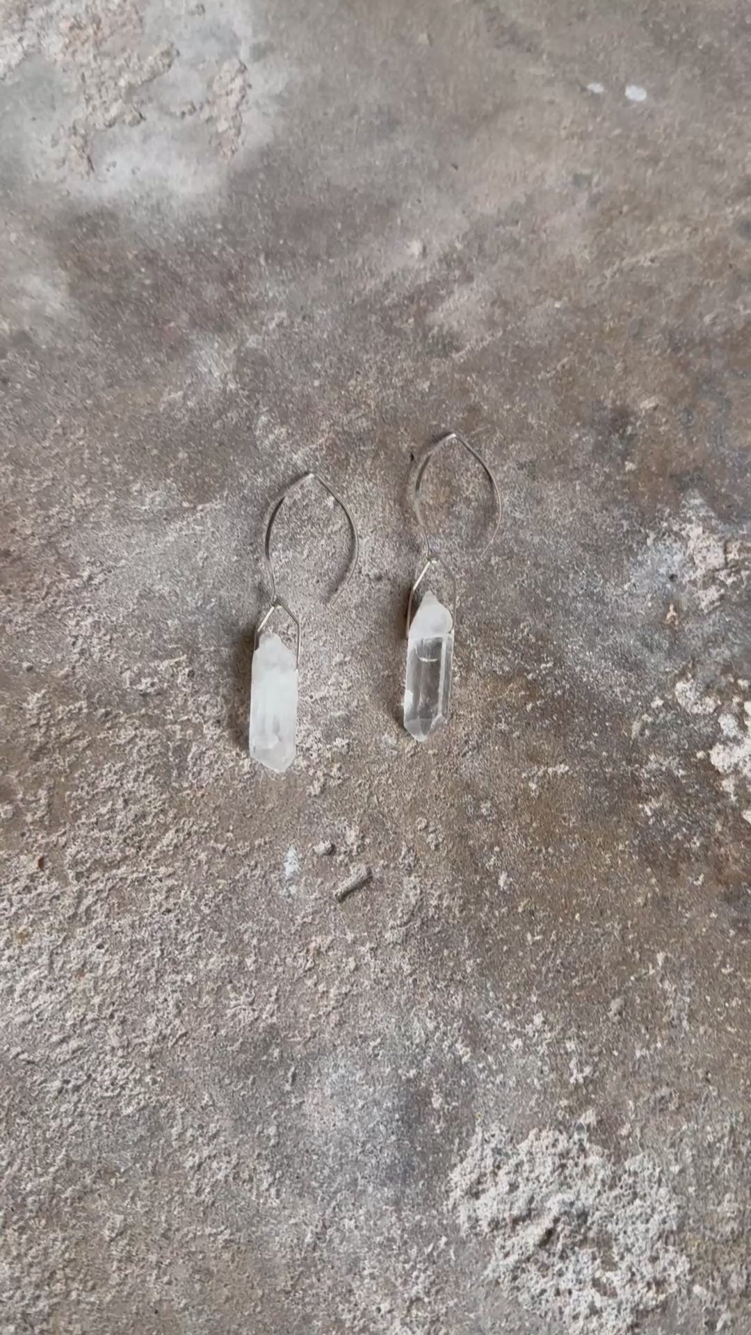 clear quartz crustal earrngs in silver 925